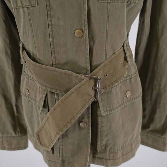 Banana Republic Green Small Polyester Pocket Mock Neck Belted Jacket Lined - Picture 9 of 16